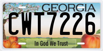 GA license plate CWT7226