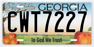 GA license plate CWT7227