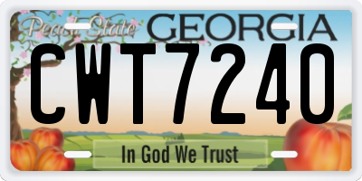 GA license plate CWT7240