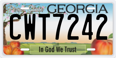 GA license plate CWT7242