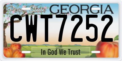 GA license plate CWT7252