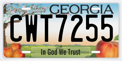 GA license plate CWT7255