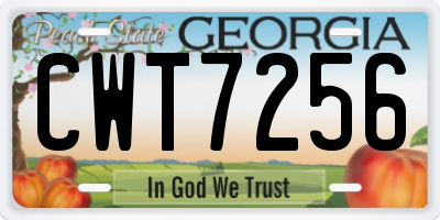 GA license plate CWT7256