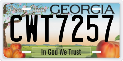 GA license plate CWT7257