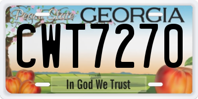 GA license plate CWT7270