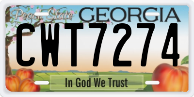 GA license plate CWT7274