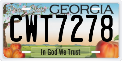 GA license plate CWT7278