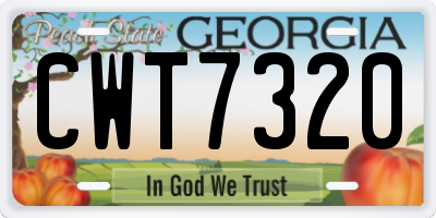GA license plate CWT7320