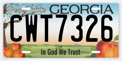 GA license plate CWT7326