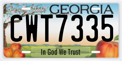 GA license plate CWT7335