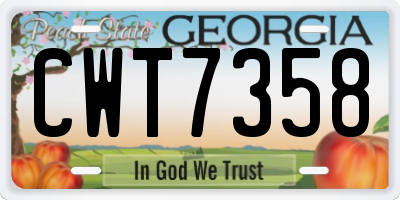 GA license plate CWT7358