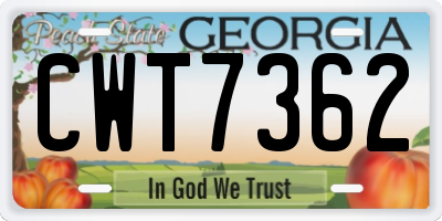 GA license plate CWT7362