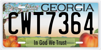 GA license plate CWT7364