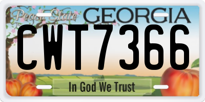 GA license plate CWT7366