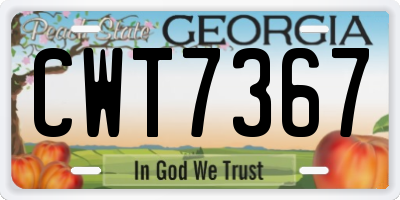 GA license plate CWT7367