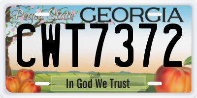 GA license plate CWT7372