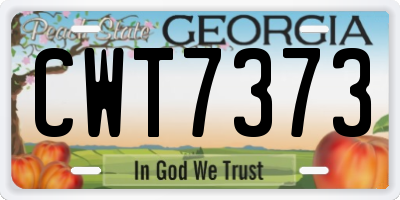 GA license plate CWT7373