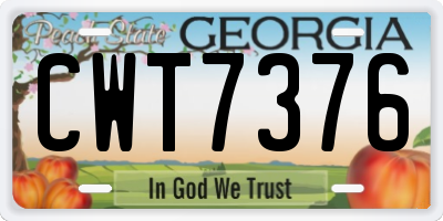 GA license plate CWT7376