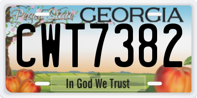GA license plate CWT7382