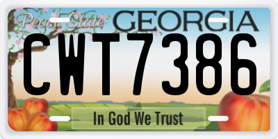 GA license plate CWT7386