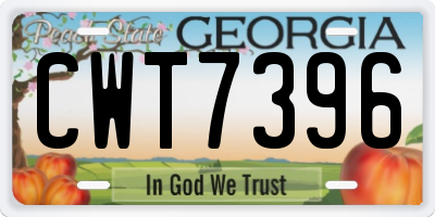 GA license plate CWT7396