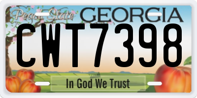 GA license plate CWT7398