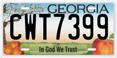 GA license plate CWT7399