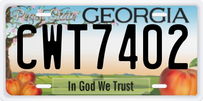 GA license plate CWT7402