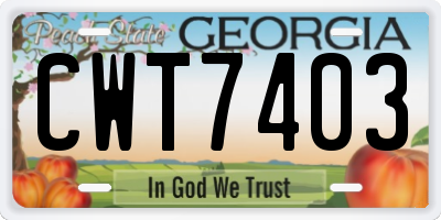 GA license plate CWT7403