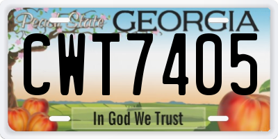 GA license plate CWT7405