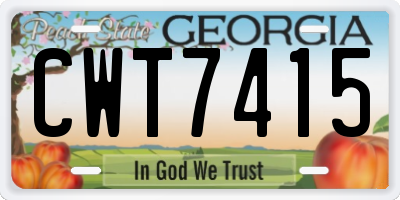 GA license plate CWT7415