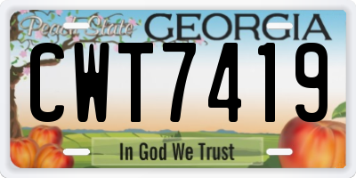 GA license plate CWT7419