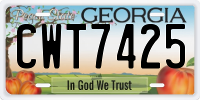 GA license plate CWT7425