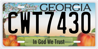 GA license plate CWT7430