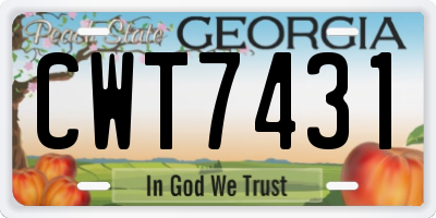 GA license plate CWT7431