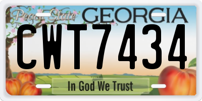 GA license plate CWT7434