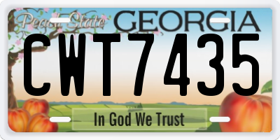 GA license plate CWT7435