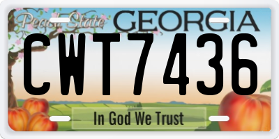 GA license plate CWT7436