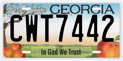 GA license plate CWT7442