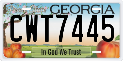 GA license plate CWT7445