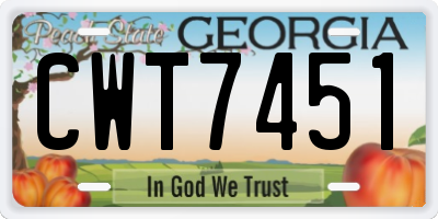 GA license plate CWT7451