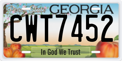 GA license plate CWT7452