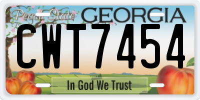 GA license plate CWT7454