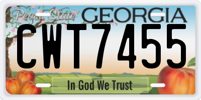 GA license plate CWT7455