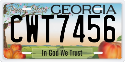 GA license plate CWT7456