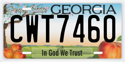 GA license plate CWT7460