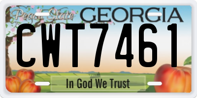 GA license plate CWT7461