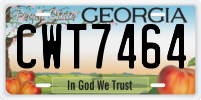 GA license plate CWT7464