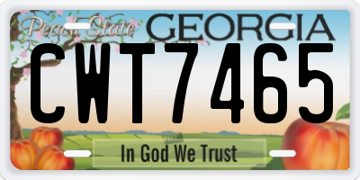 GA license plate CWT7465