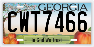 GA license plate CWT7466